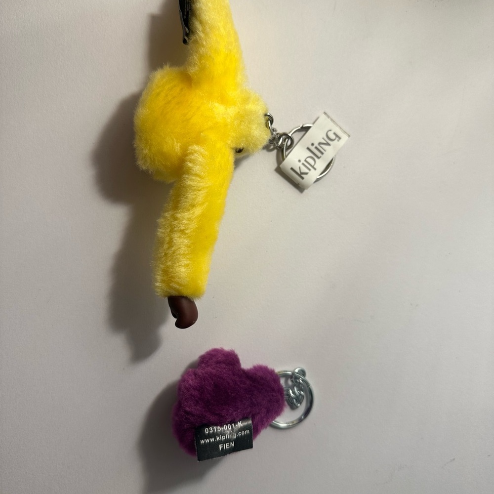 Kipling Bright Yellow and Purple Monkey Keychain